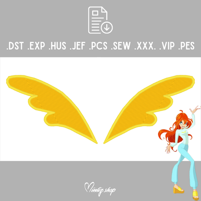 Fichier de broderie | Winx Club Bloom pyjama ailes fichier broderie