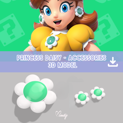 3D Model | Princess Daisy brooch and earrings