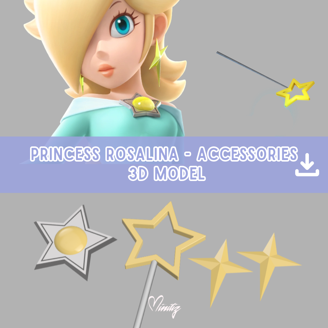 3D Model | Princess Harmony Rosalina brooch, earrings and magic wand