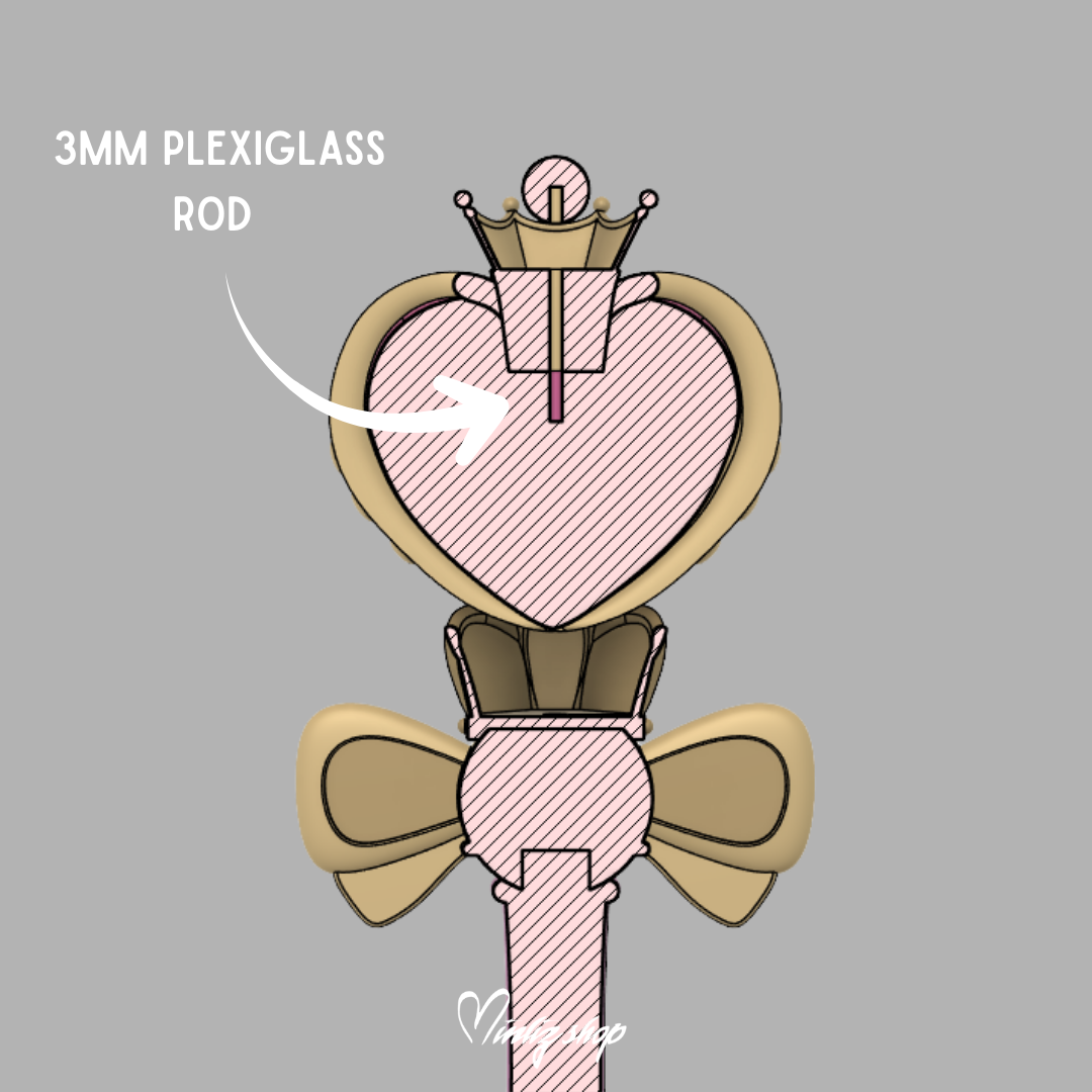 3D Printed Kit | Sailor Moon Spiral Heart Moon Rod Crystal version